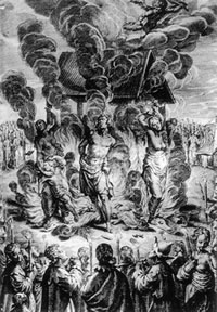 N・トリゴーによる 『日本におけるキリスト教の勝利』(1624) より、有馬の殉教を描いた版画